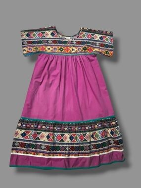 Appel House Dress Size Medium Muumuu Geometric Tribal Aztec Boho Vintage 80s USA